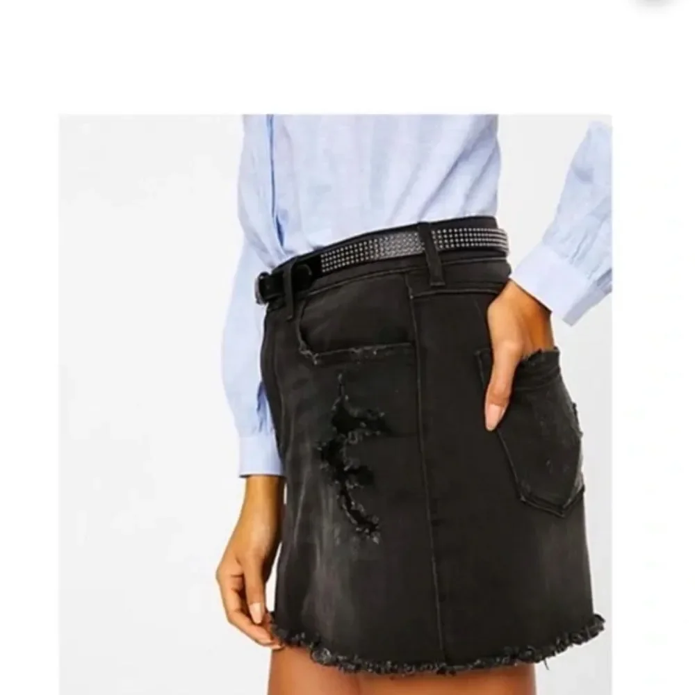 Express Mini Skirt Denim Black Jean Women's Size 4 Goth Grunge EMO